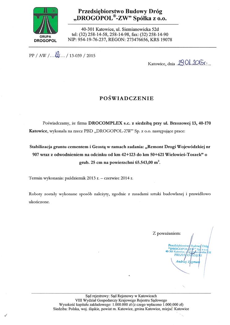 Referencje Drogopol Referencje Drogopol