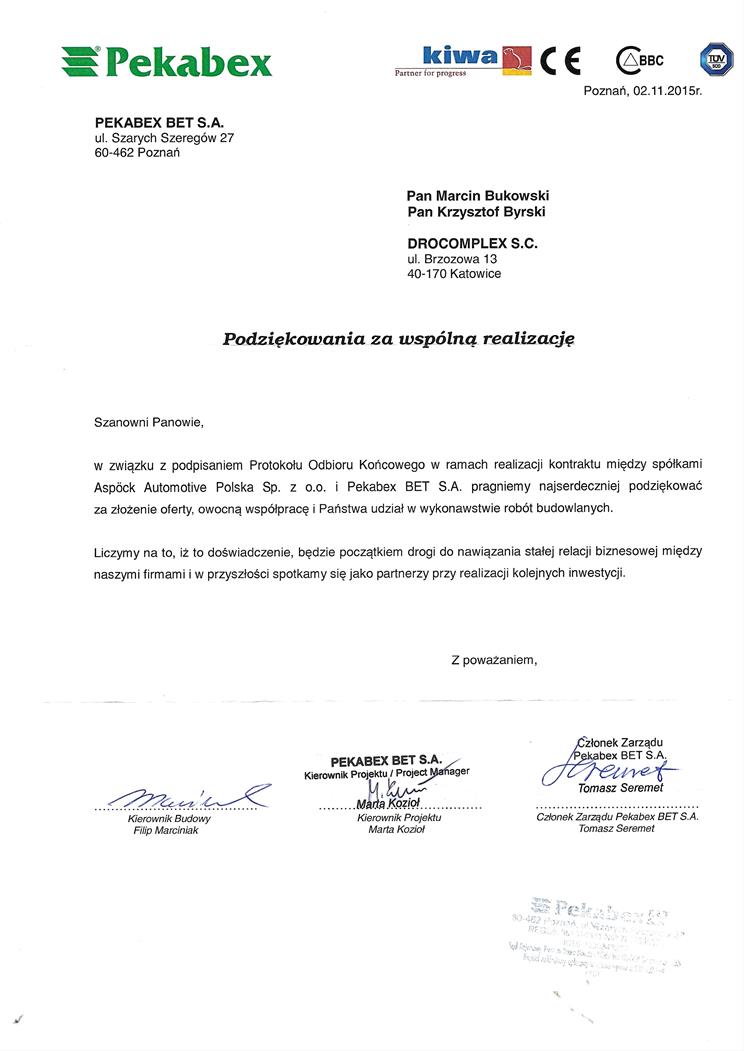 Referencje Pekabex Referencje Pekabex