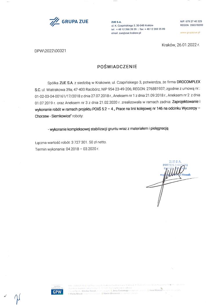 Referencje ZUE Referencje ZUE